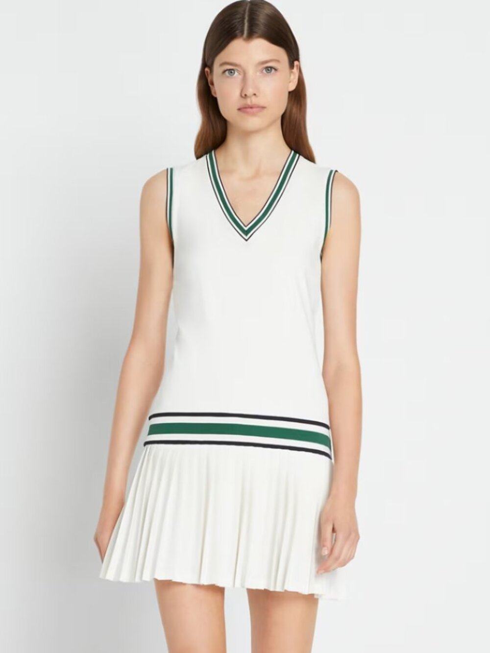 Tory Burch Performance Jersey V-neck Tennis Dress White small
